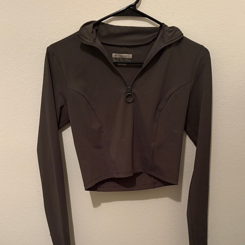 Forever 21 Charcoal Cropped Hoodie
